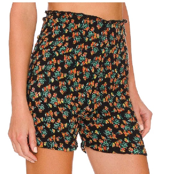 Free People NWT FP1 Maia Smocked Short - Floral Black Combo - Size Small - Picture 2 of 14